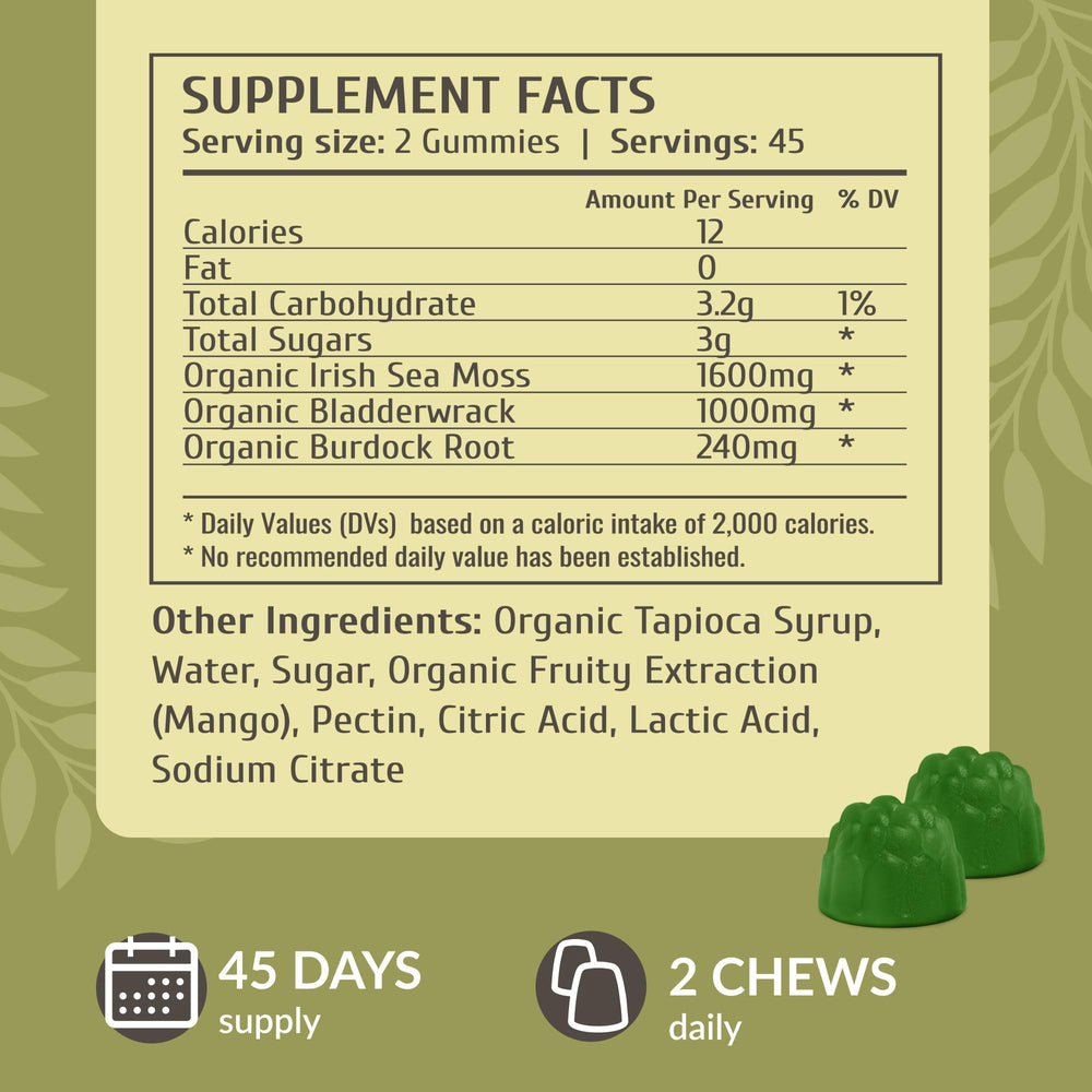 Close-up of soft mango-flavored sea moss gummies