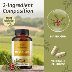 Ingredient pair: mastic gum powder and vegan cellulose capsule