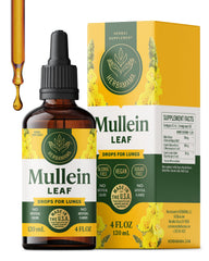Bottle of Herbamama Mullein Drops for Lungs with dropper