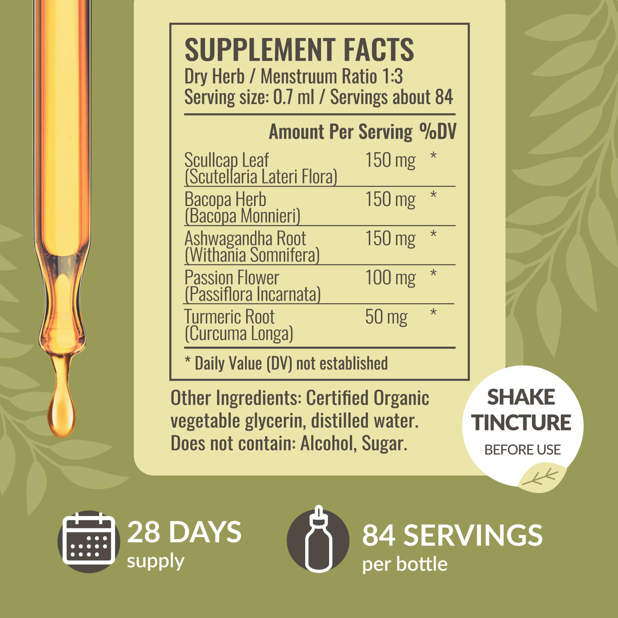 Pouring Herbamama Nerve Support liquid into a glass