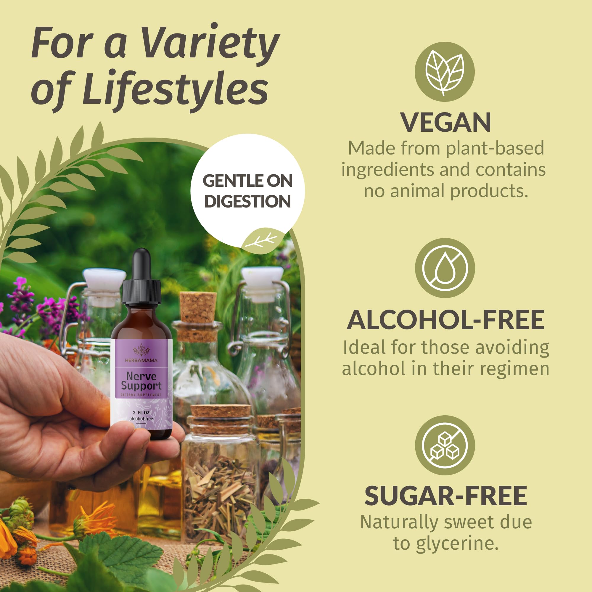 Non-GMO, alcohol-free and sugar-free labeling