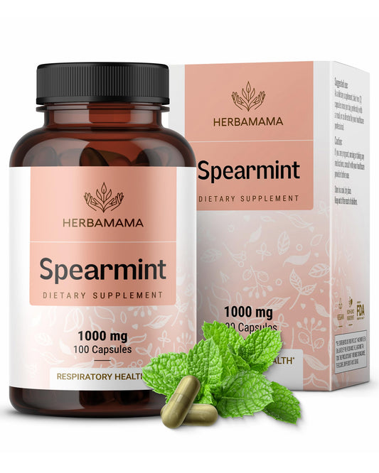 Hero image of HERBAMAMA Spearmint Leaf Capsules bottle