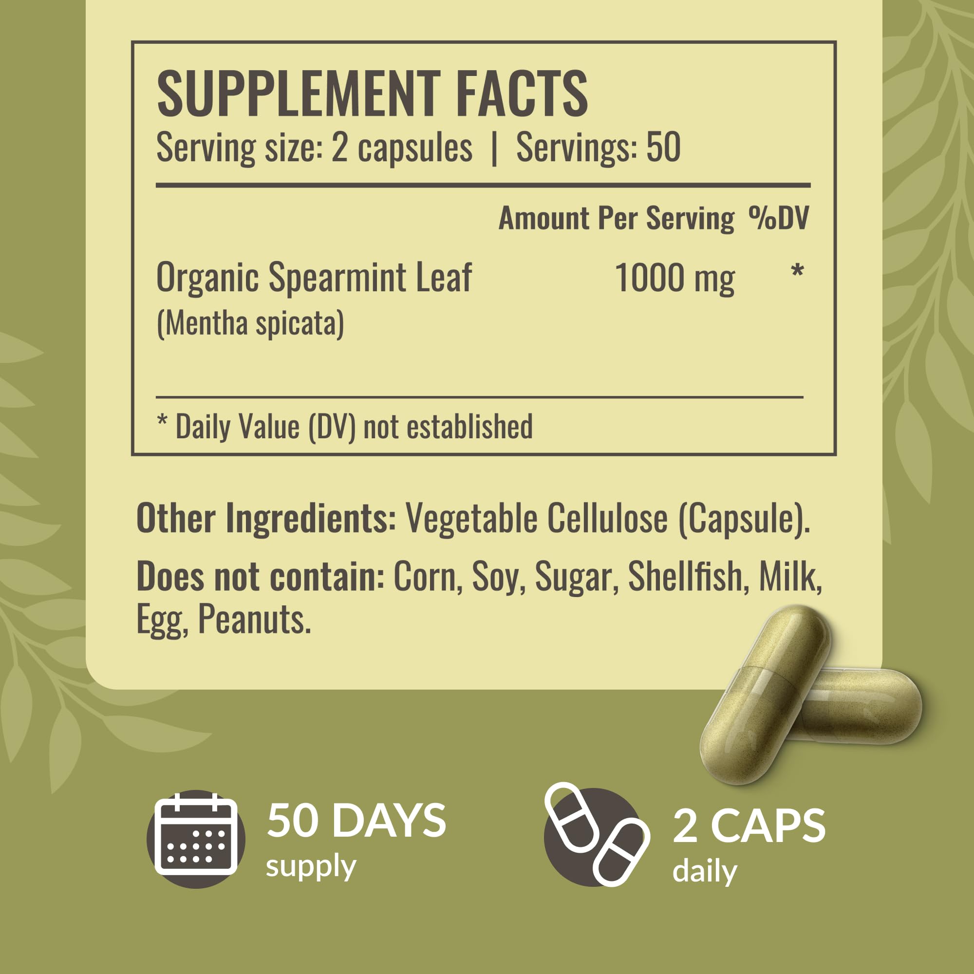 Product bottle shot of HERBAMAMA Spearmint Leaf Capsules