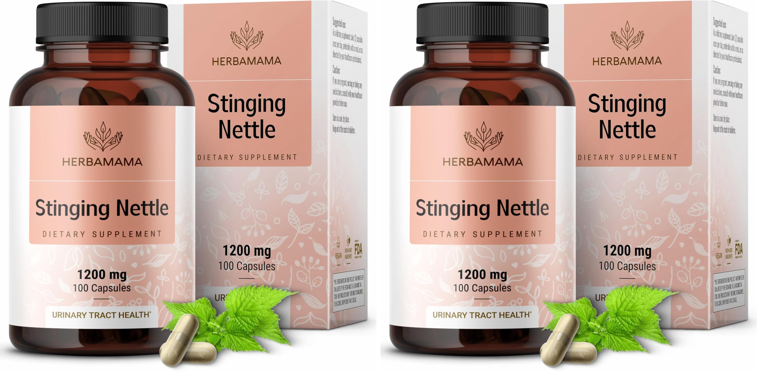 Bottle of HERBAMAMA Stinging Nettlle Capsules 1200mg