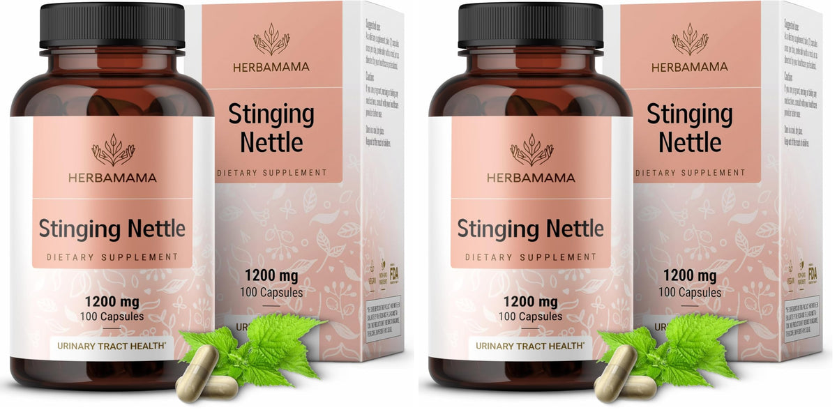 Bottle of HERBAMAMA Stinging Nettlle Capsules 1200mg