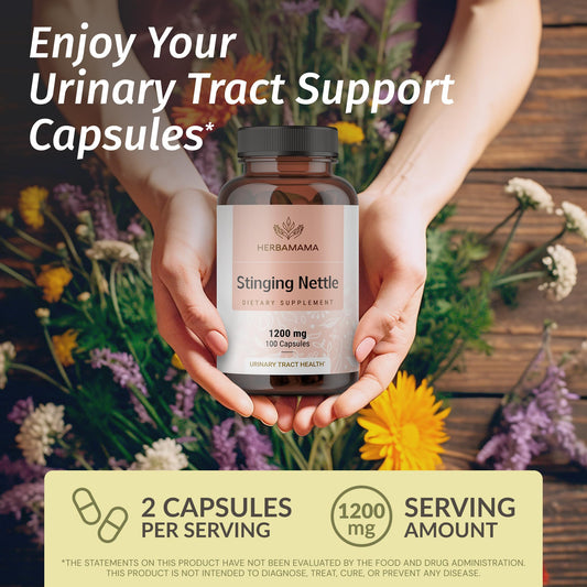 Stinging nettle capsules bottle label showing 1200mg