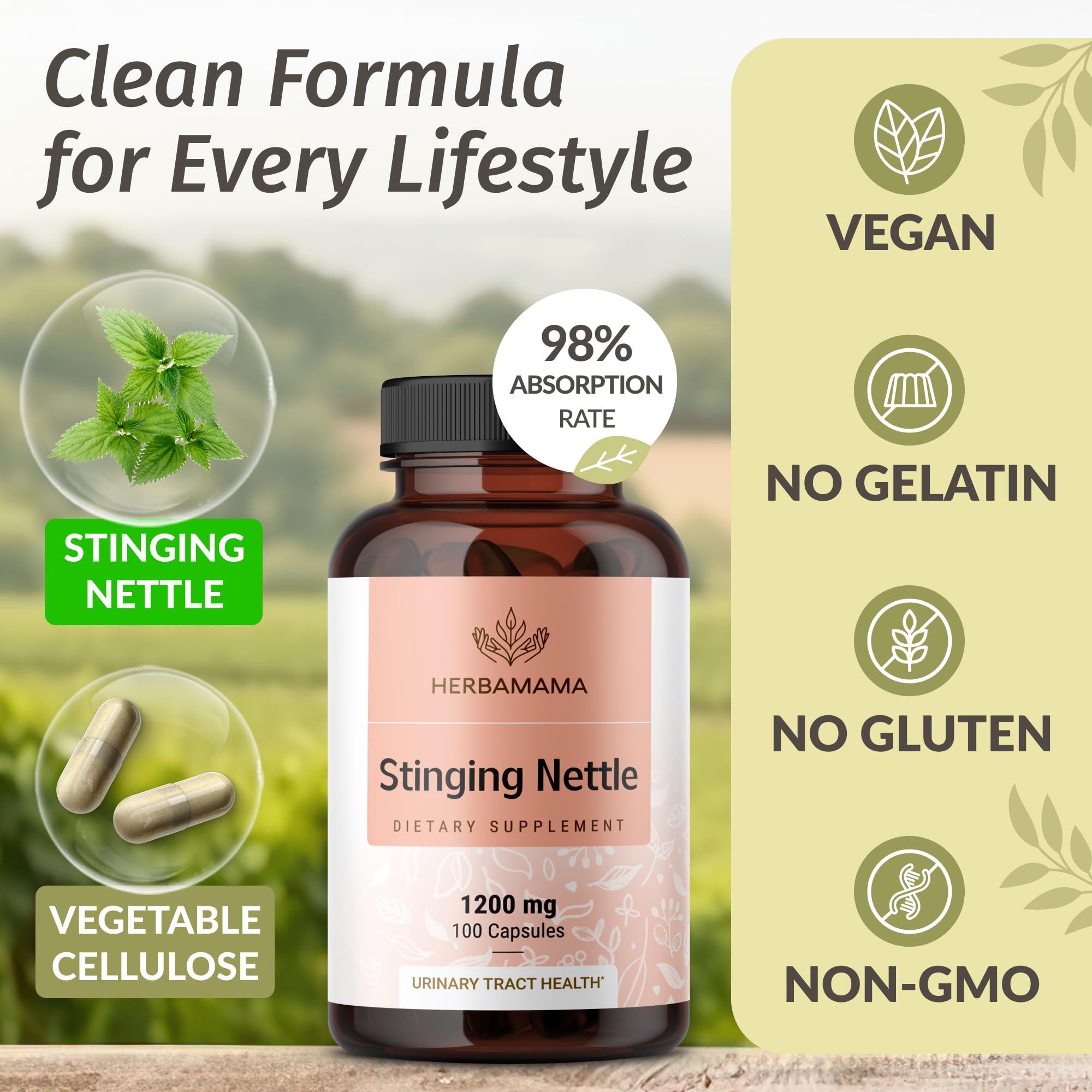 Label focusing on nettle root extract ingredients