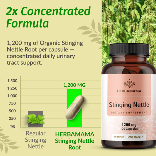 Close-up of Stinging Nettle 1200mg root extract capsule