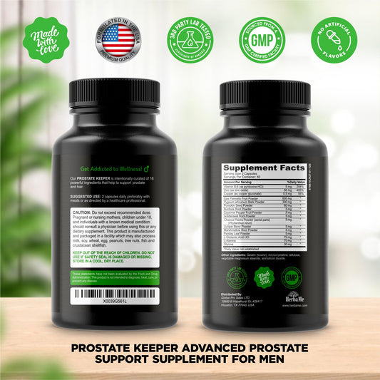 Back label of HerbaMe Prostate Support bottle