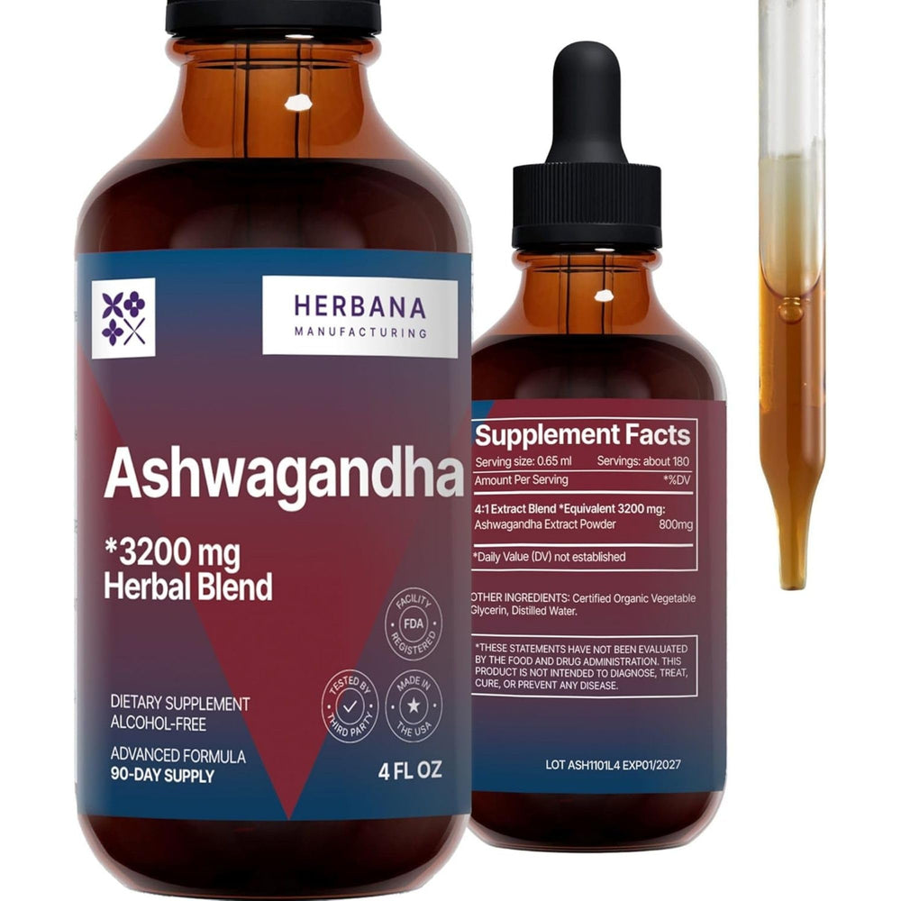 HERBANA Ashwagandha Liquid Drops bottle with label