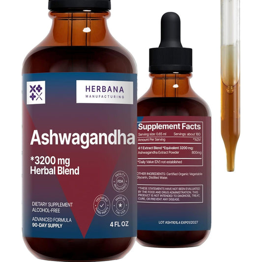 HERBANA Ashwagandha Liquid Drops bottle with label