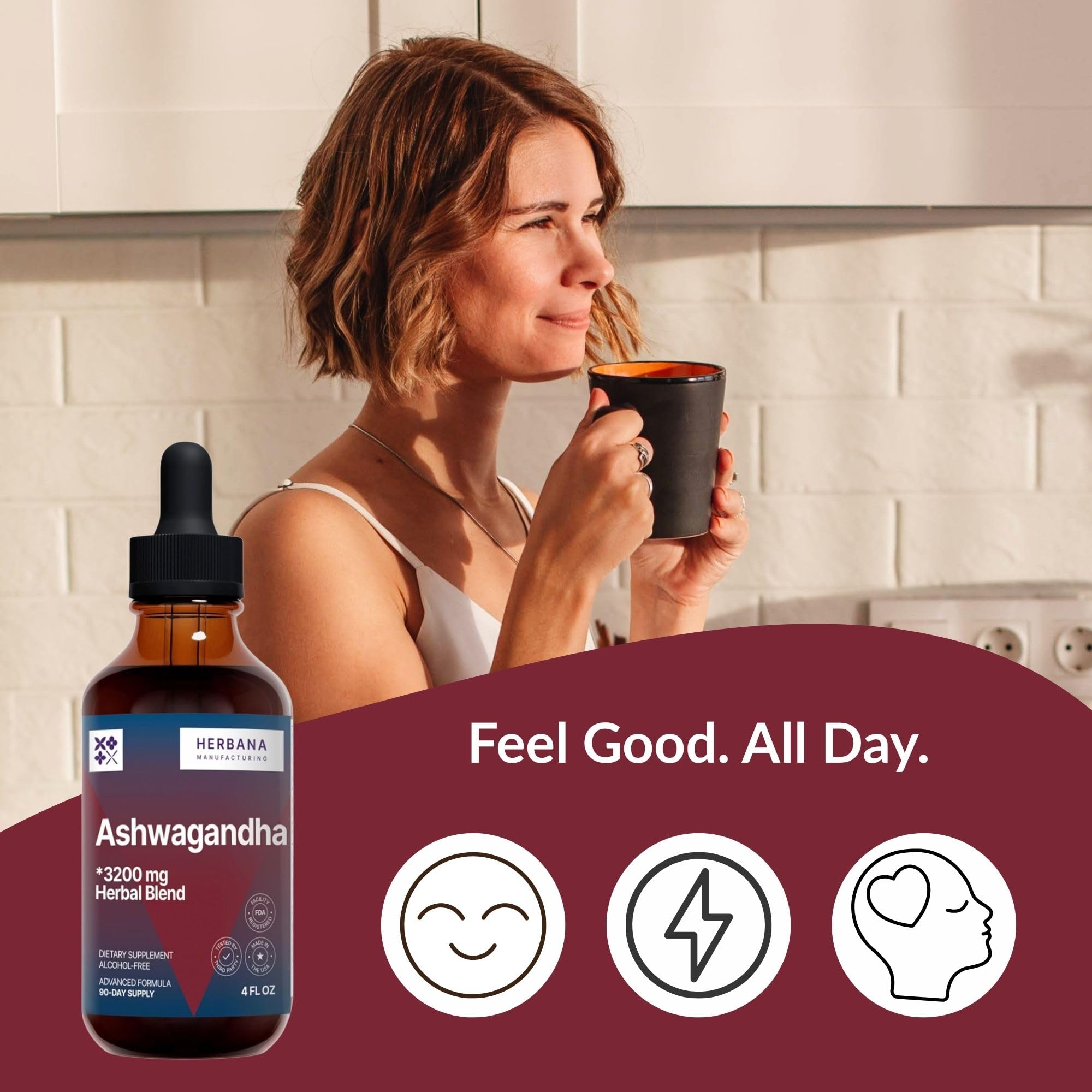 USA-made label on Ashwagandha tincture bottle