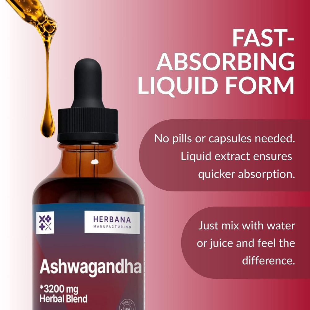 Glass of water with Ashwagandha liquid drops added