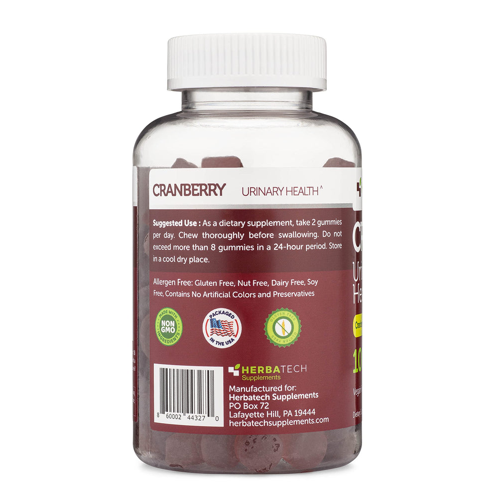 Herbatech Cranberry Gummies packaging with USA-made label