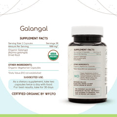Per-pack information label on the Galangal bottle