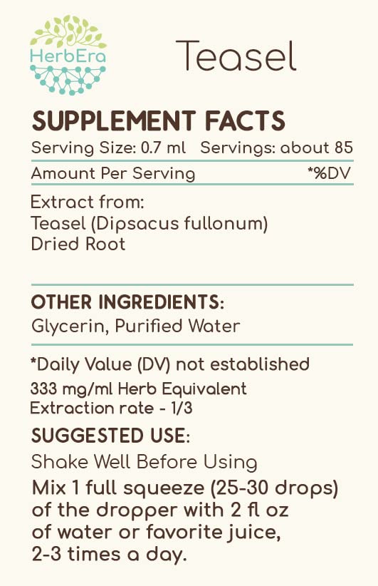 Dropper dispensing the Teasel extract liquid
