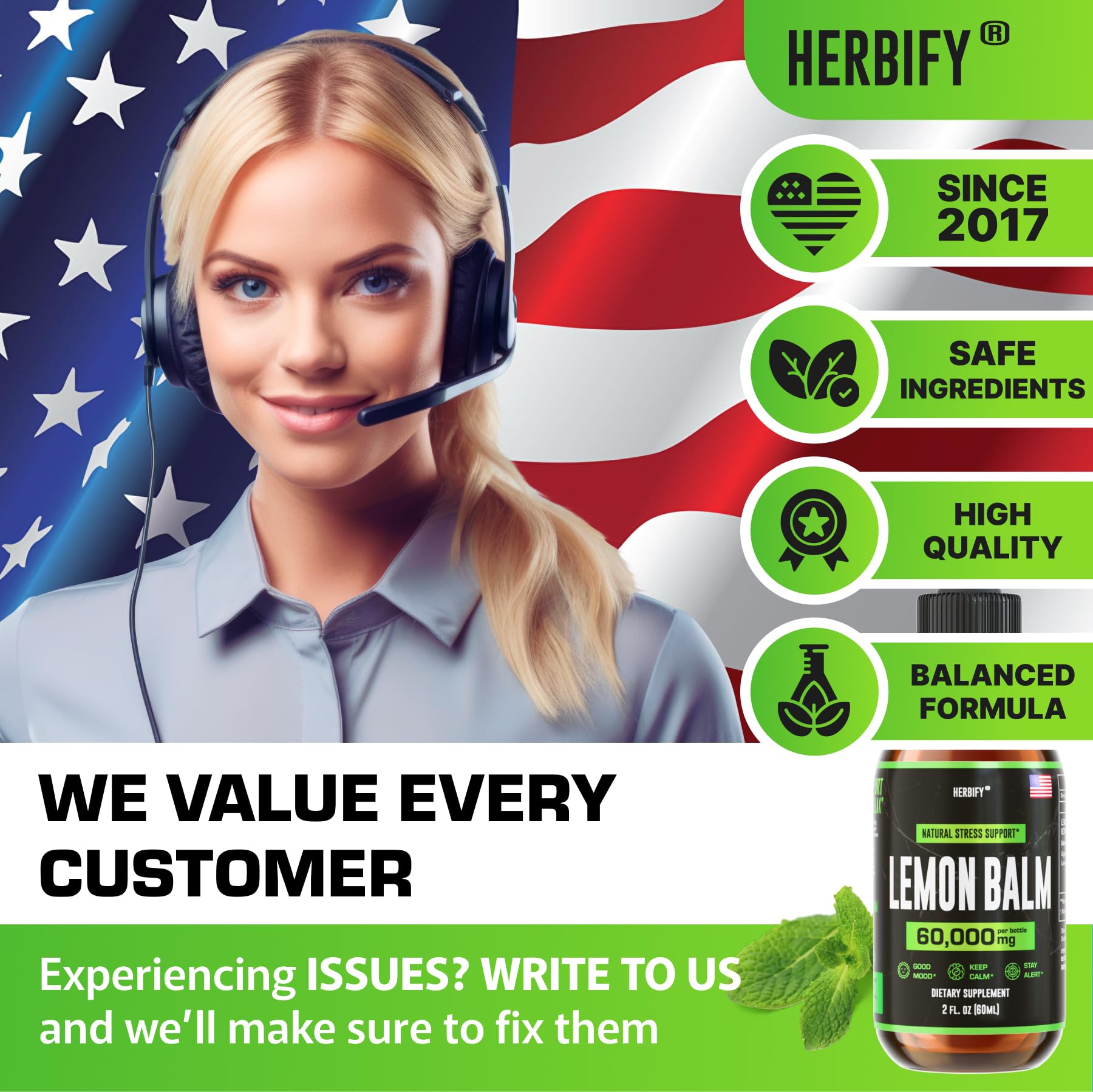 Label on HERBIFY Lemon Balm Tincture bottle