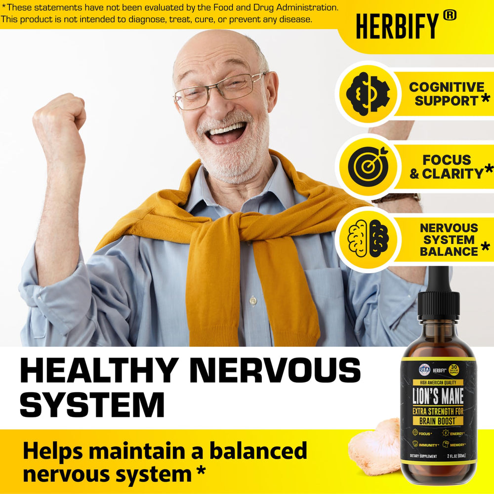 Close-up of glass dropper with Lions Mane tincture