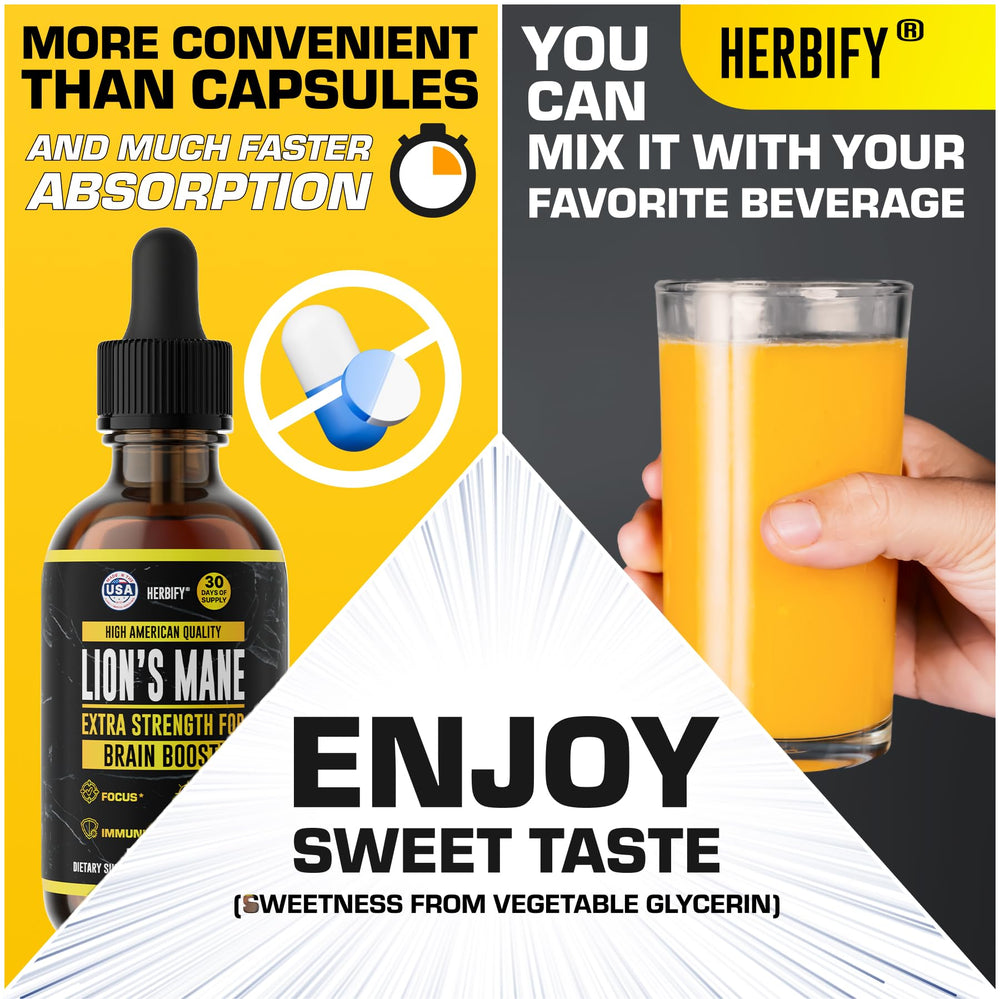 Supplement facts and ingredients panel for Lions Mane tincture