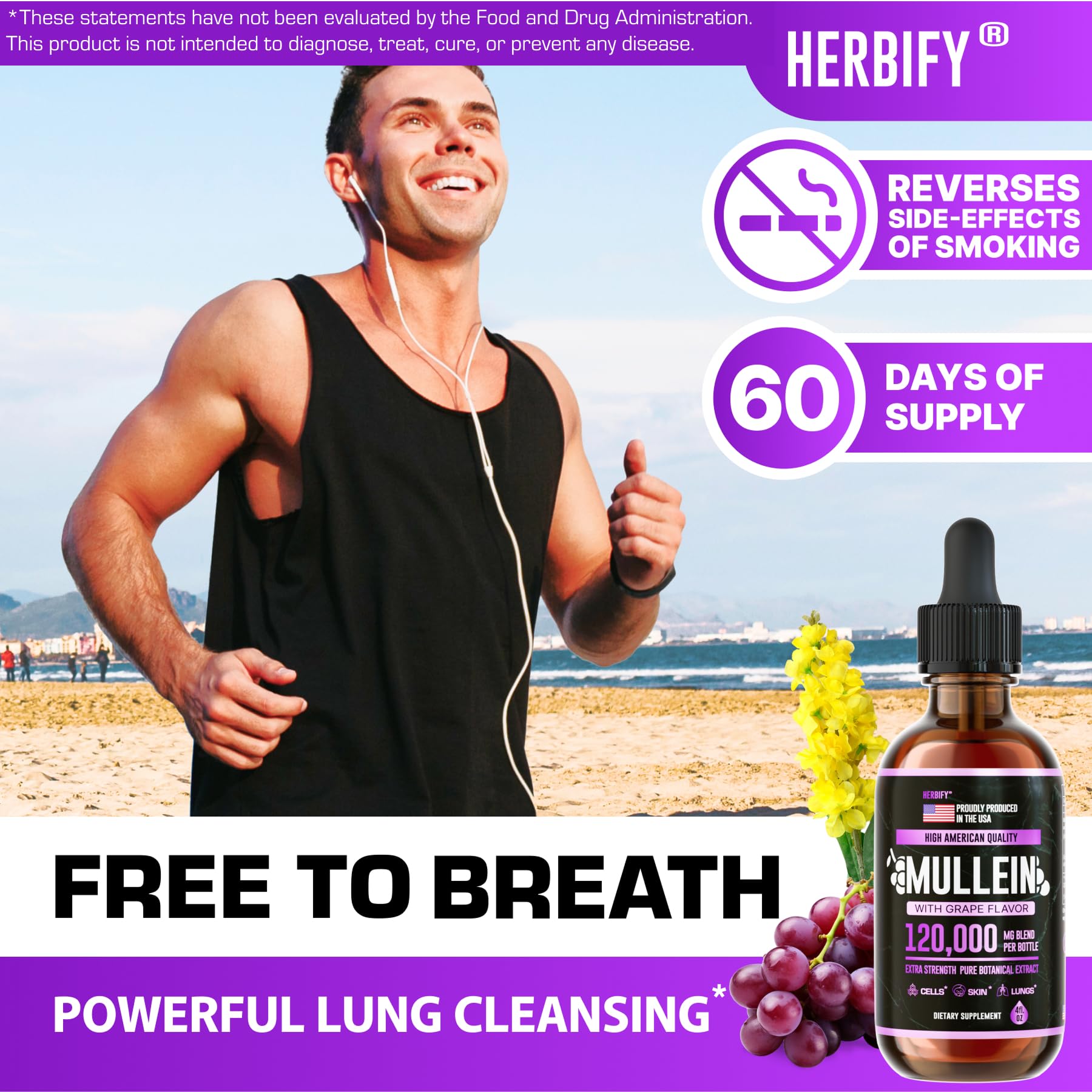 Close-up of HERBIFY Mullein Drops bottle and label