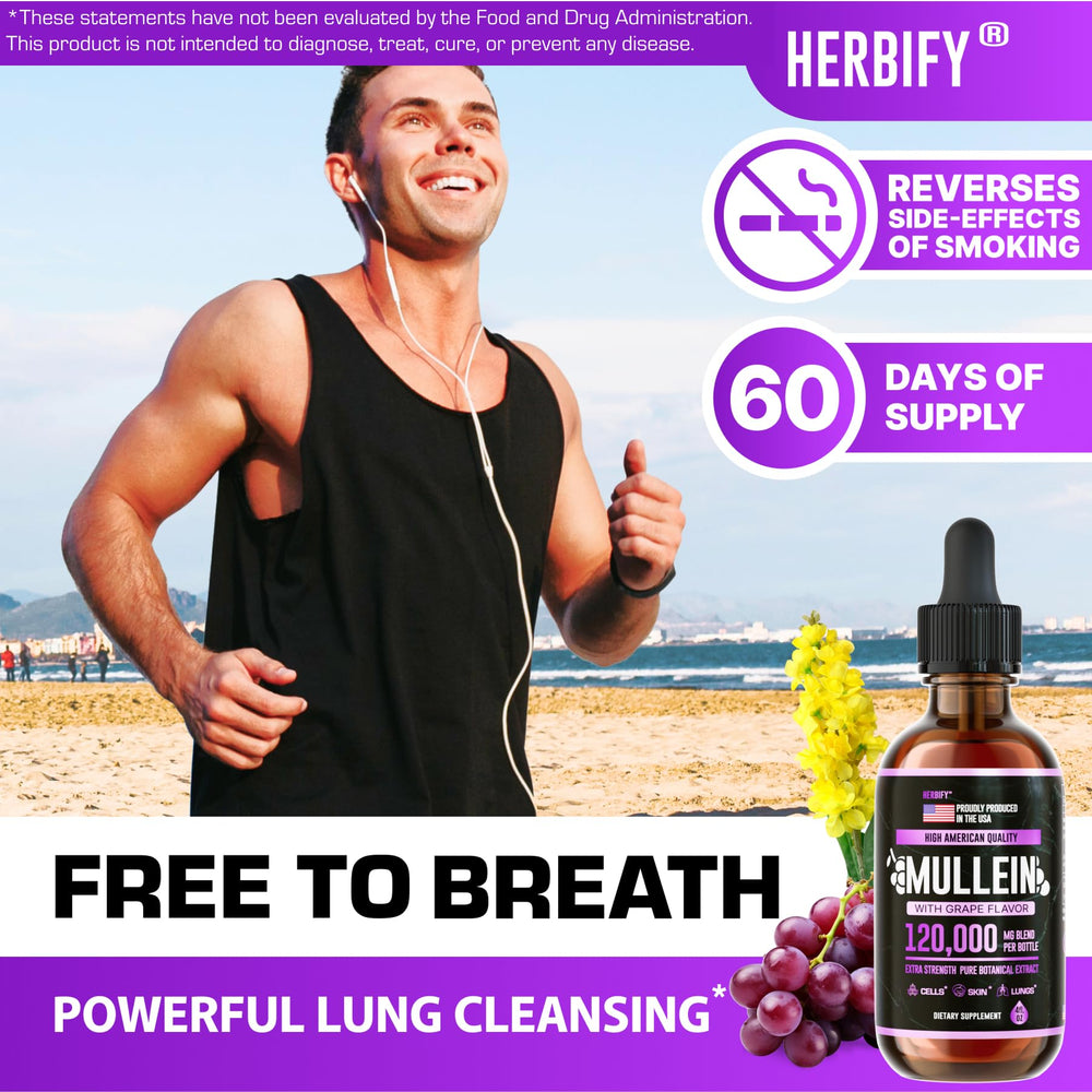 Close-up of HERBIFY Mullein Drops bottle and label