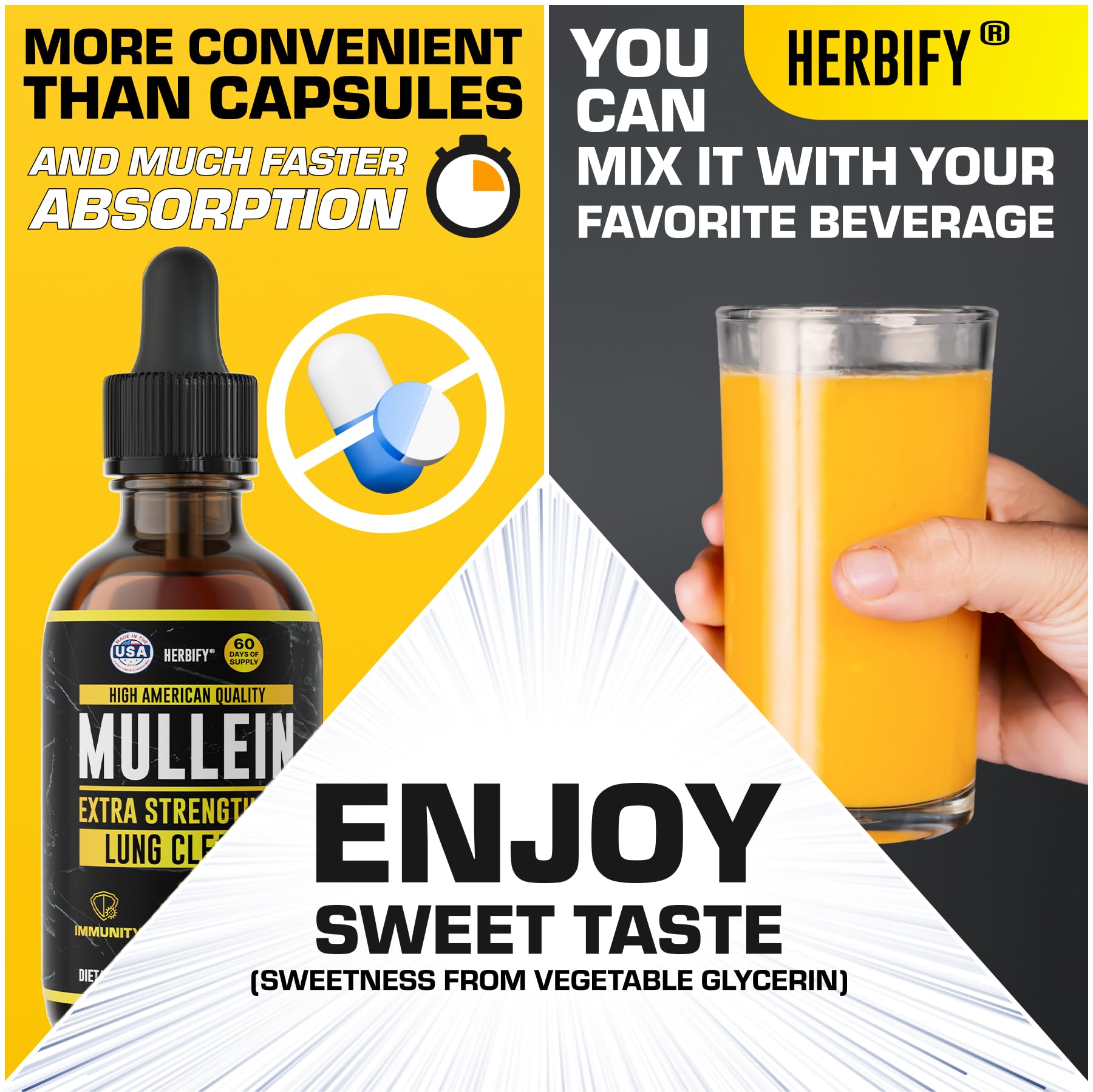 Made in USA badge on supplement bottle label