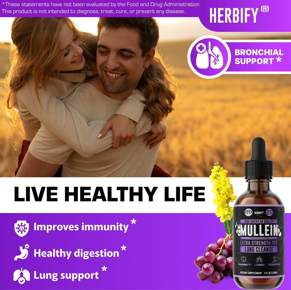 HERBIFY Mullein Drops label highlights USA-made production.