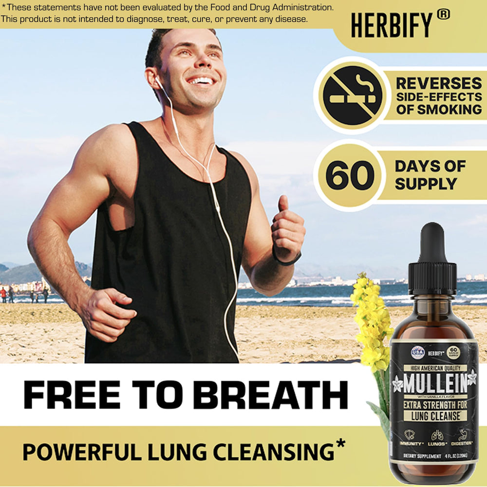 Bottle of HERBIFY Mullein Drops vanilla flavor