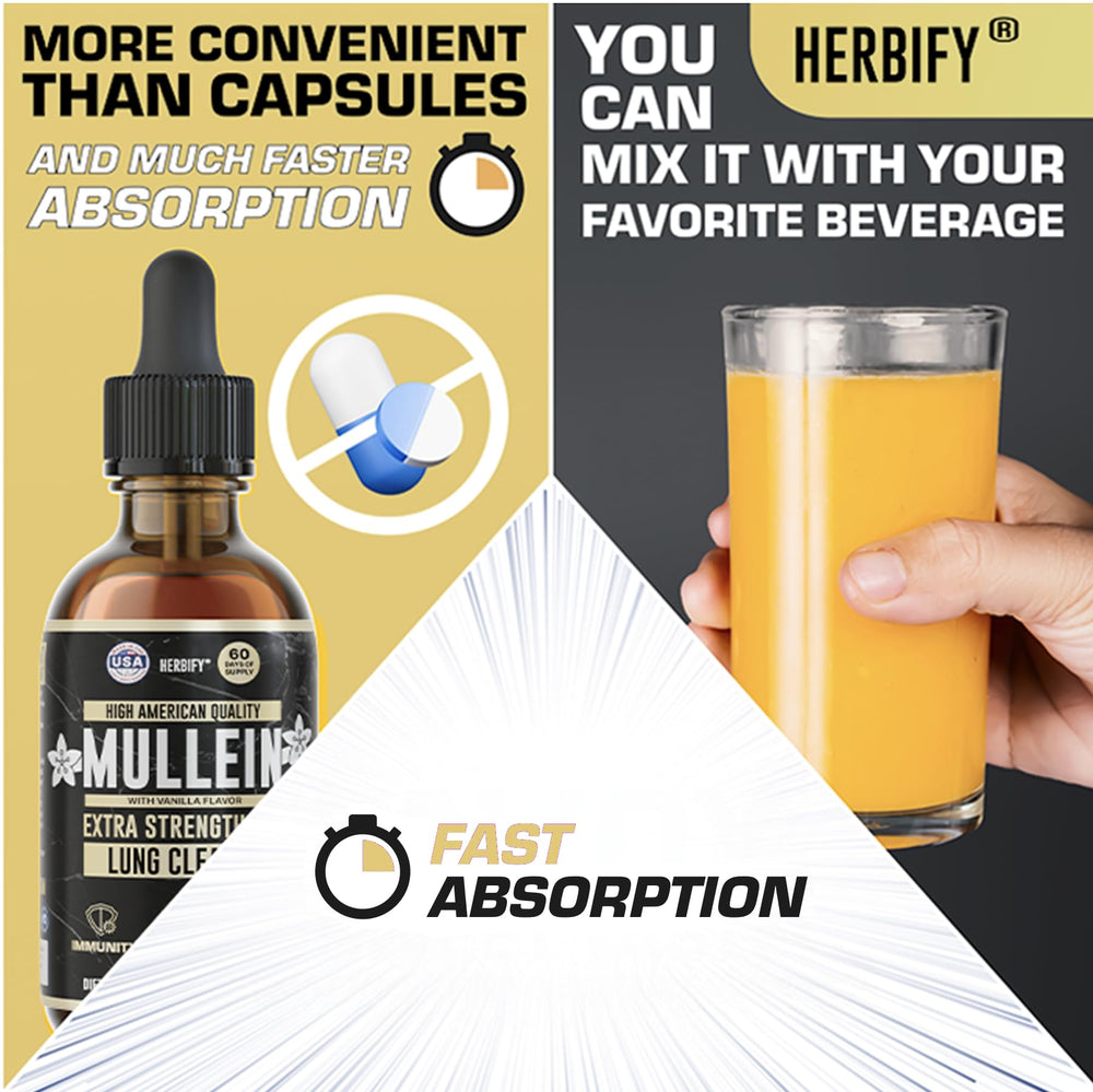 HERBIFY Mullein Drops USA-made label signals quality and trust.