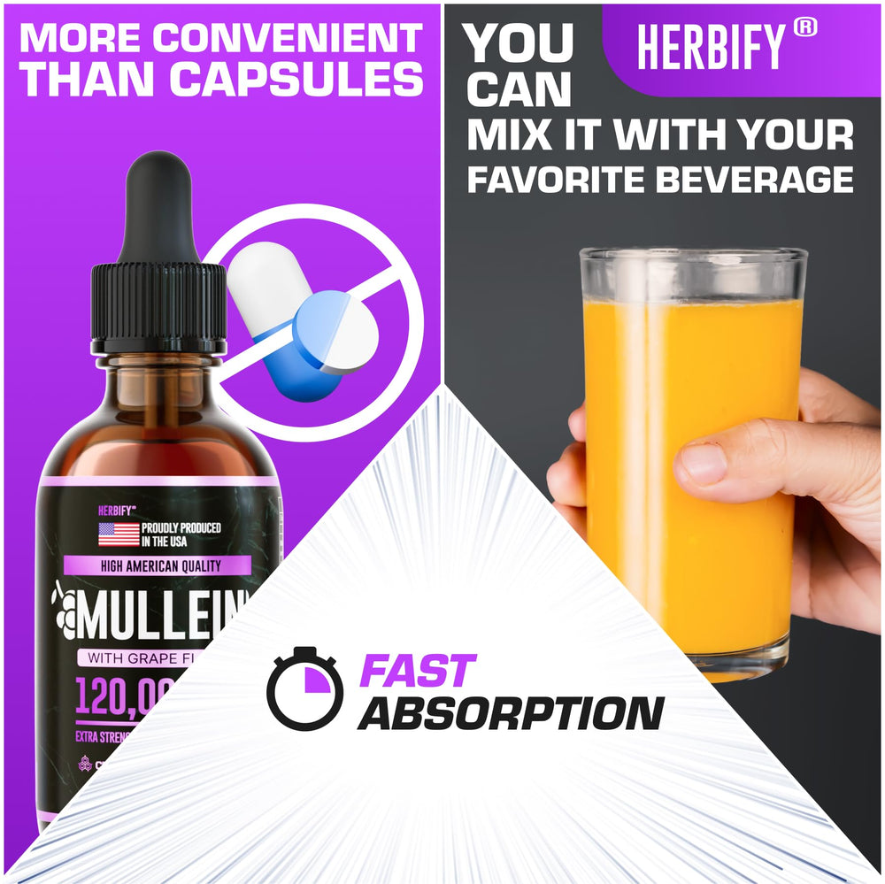 Droppers dispensing HERBIFY Mullein Drops for use