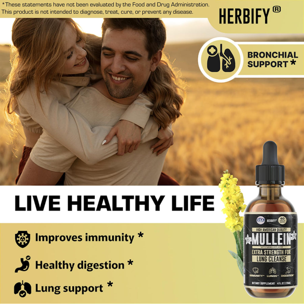 HERBIFY Mullein Drops vanilla-flavored tincture ready for easy mixing.