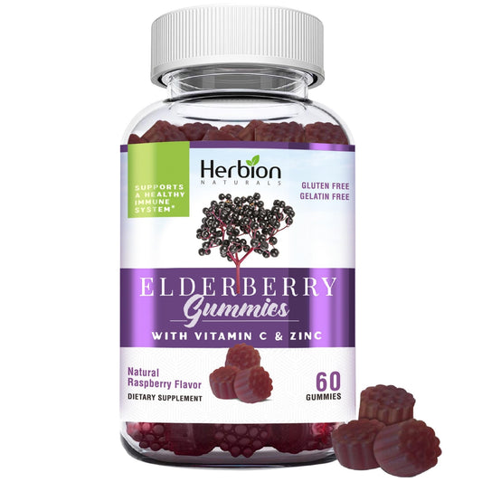 Bottle of HERBION Elderberry Gummies with Vitamin C & Zinc