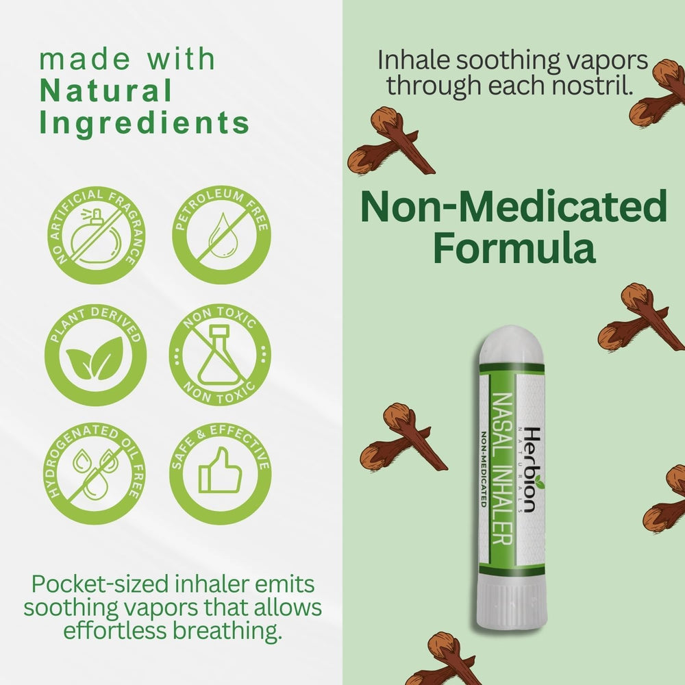 HERBION Naturals Nasal Inhaler highlights camphor and essential oils for refreshing inhalation