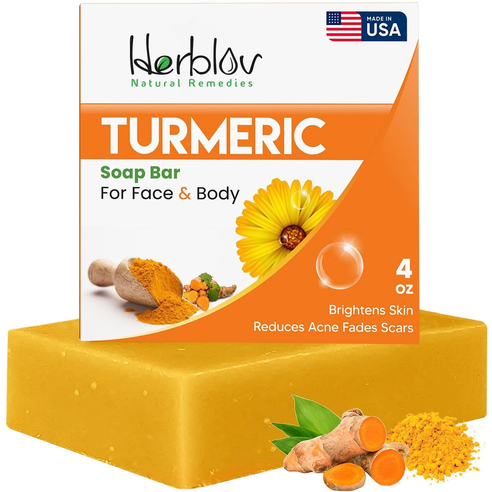 Herblov turmeric soap bar rich face-foam for brightening and cleansing.