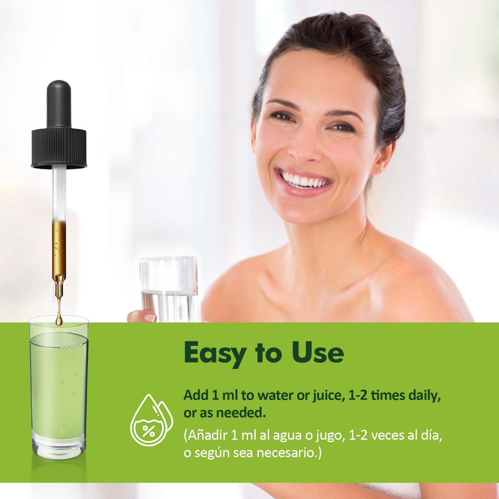 Easy dosing with liquid drops (1ml)