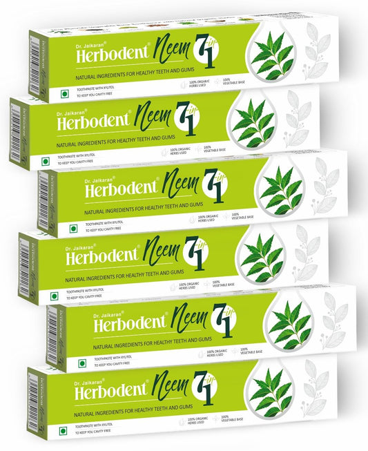 Front view of Herbodent Neem 7 in 1 Toothpaste 6.53 oz; Pack of 6