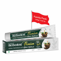 Bottle of Herbodent Premium Toothpaste with 21 herbs