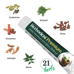 Natural mouthwash bottle accompanying Herbodent toothpaste