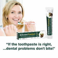 Vegan and cruelty-free labeling on Herbodent toothpaste