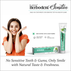 Minty fresh flavor close-up of Herbodent toothpaste