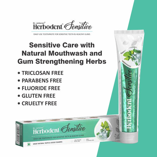 Label image showing Herbodent Sensitive Toothpaste pack of 2
