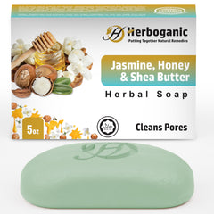 HERBOGANIC Jasmine honey Shea bar closeup showing texture for nourishing skin