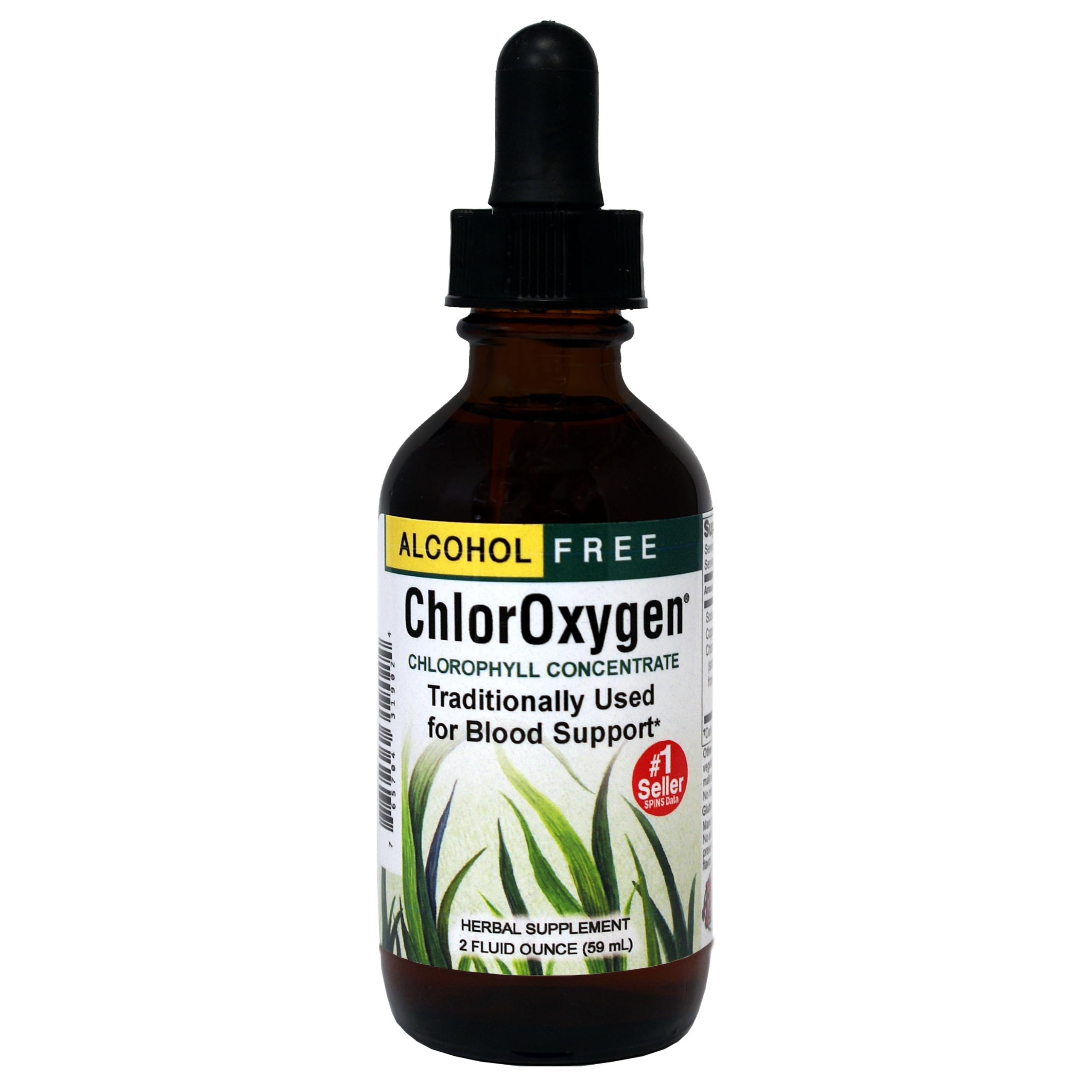 Bottle of ChlorOxygen Chlorophyll Concentrate mint flavor 2 fl oz