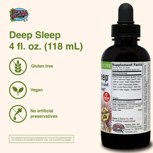 Deep Sleep bottle with dropper and glass of water