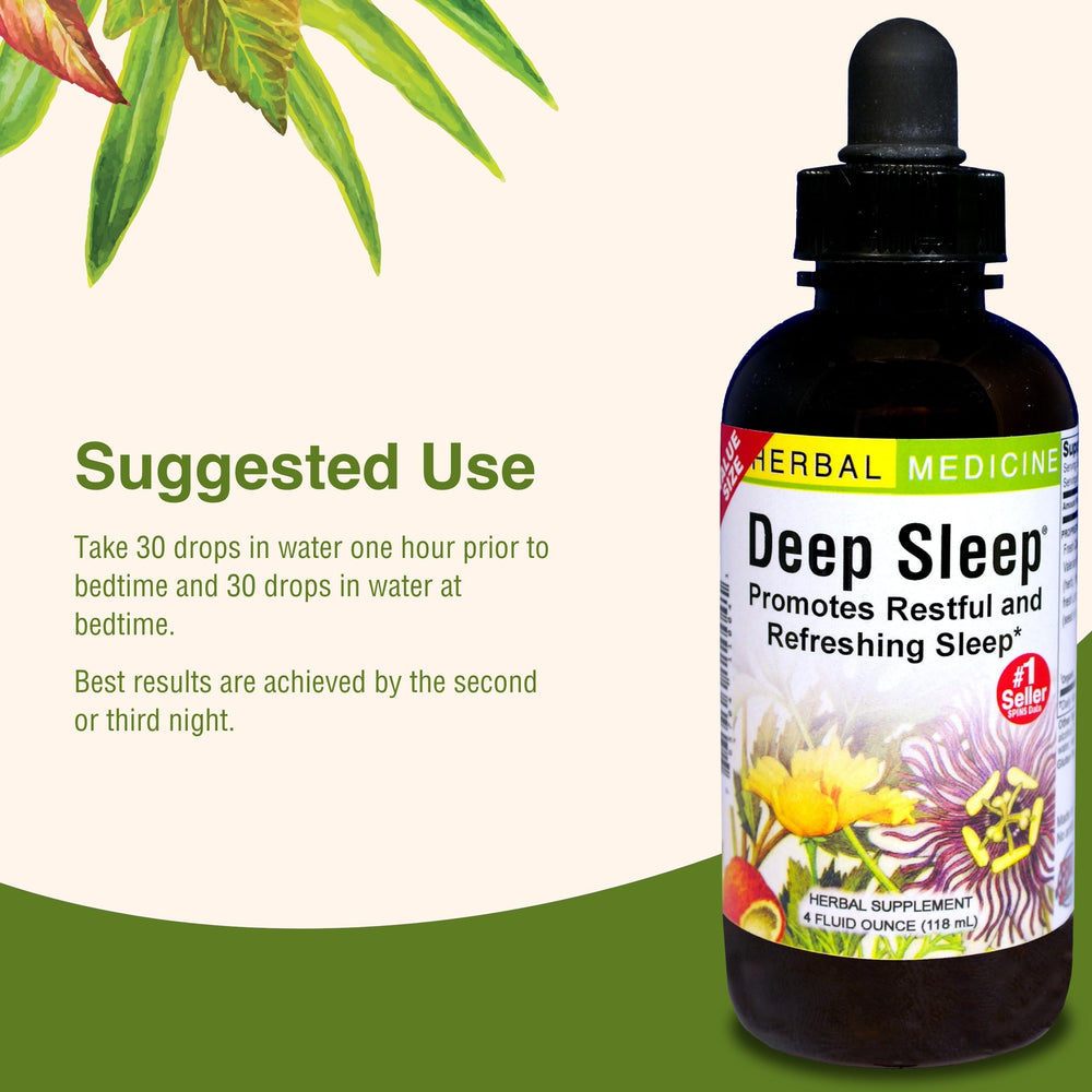 Deep Sleep bottle and packaging on wooden surface