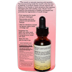 Applying Herbs Etc. Mouth Tonic with cotton swab for oral care