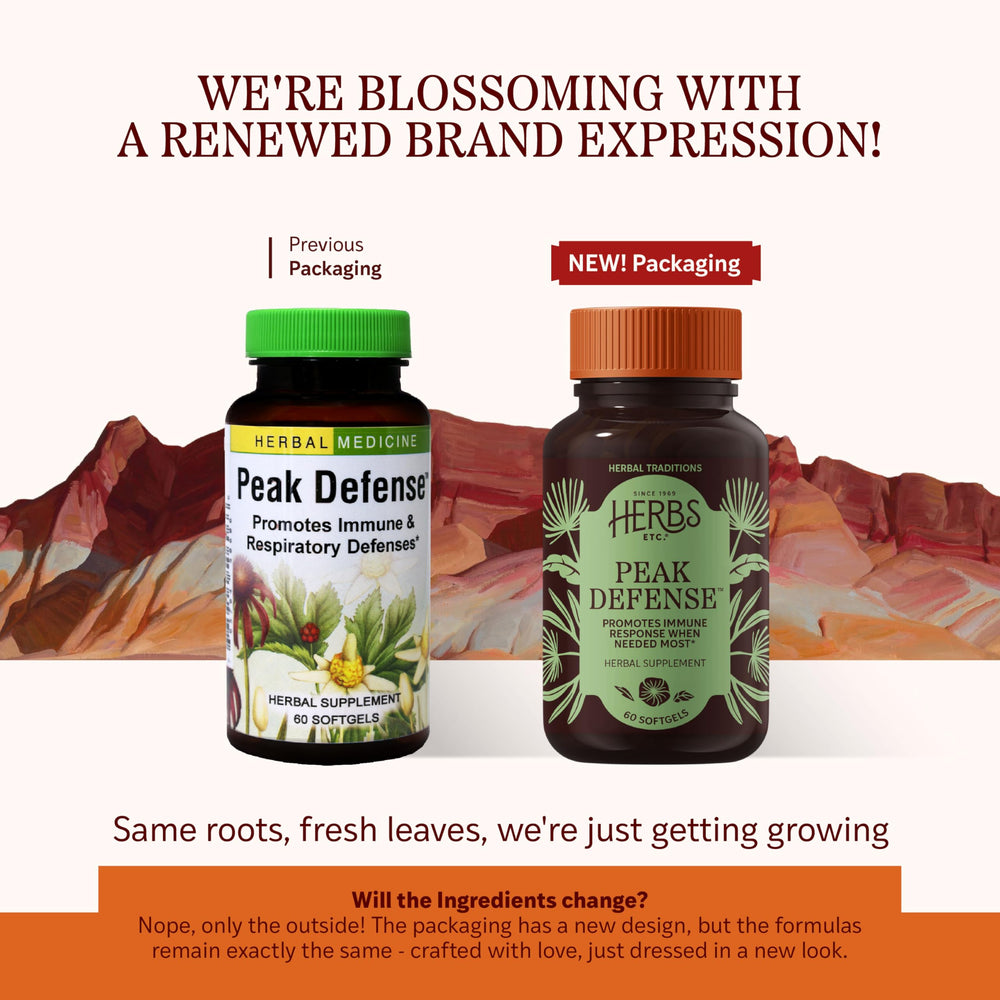 Peak Defense gluten-free herbal supplement packaging