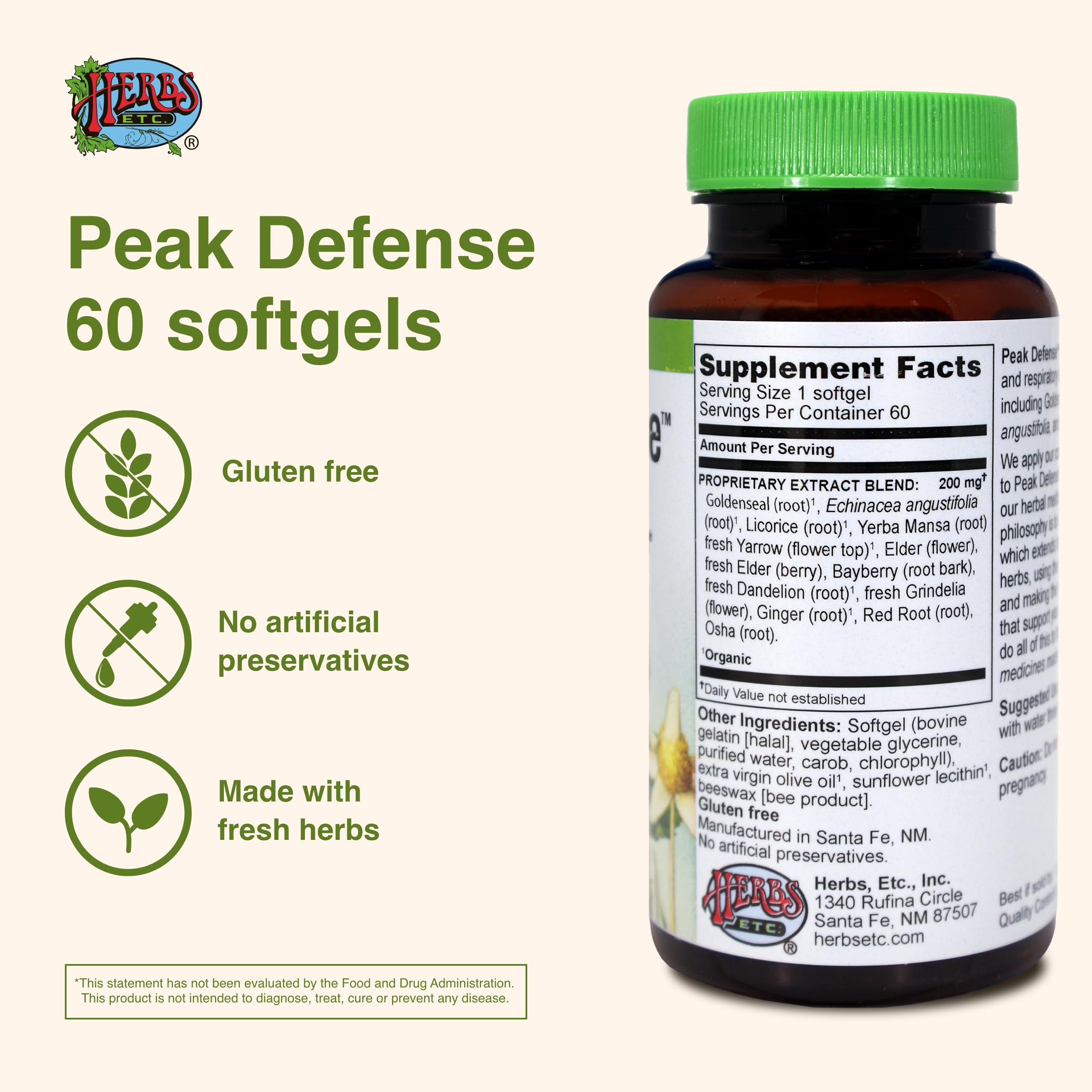 Close-up of Peak Defense softgels