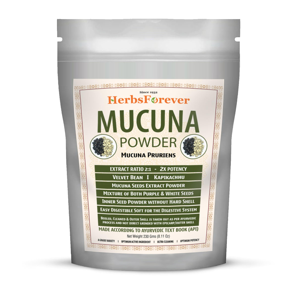Purple and yellow velvet bean powder blend (Mucuna Pruriens) 230g