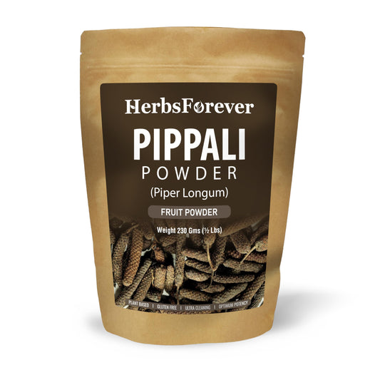 Front view of HerbsForever Pippali Powder 230g package